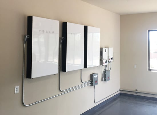 three tesla battery install