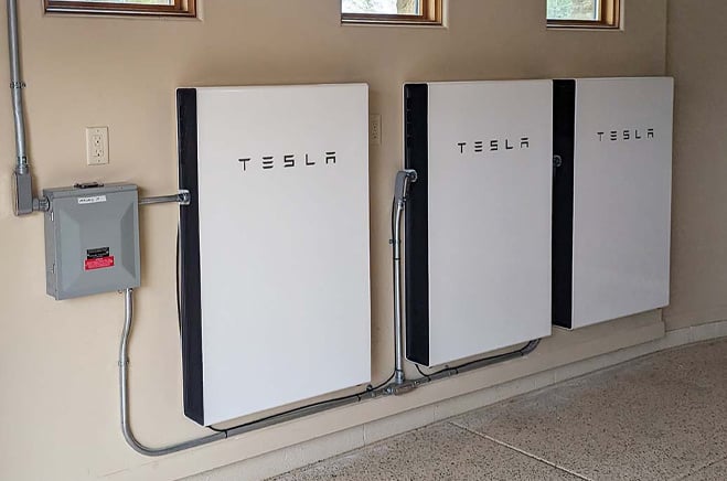 Three Tesla Powerwalls Inside