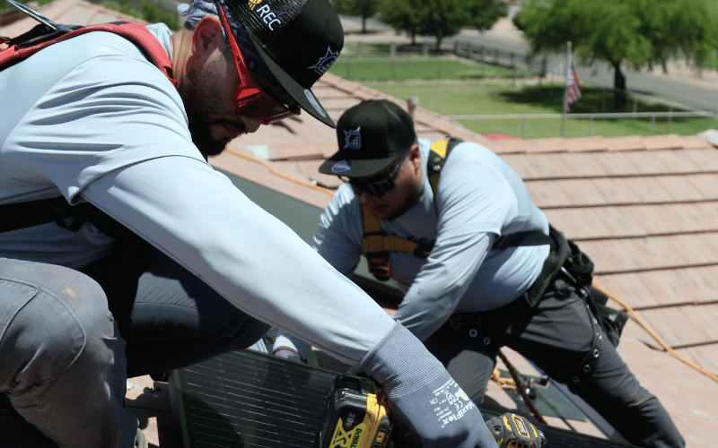 sun valley solar worker on roof
