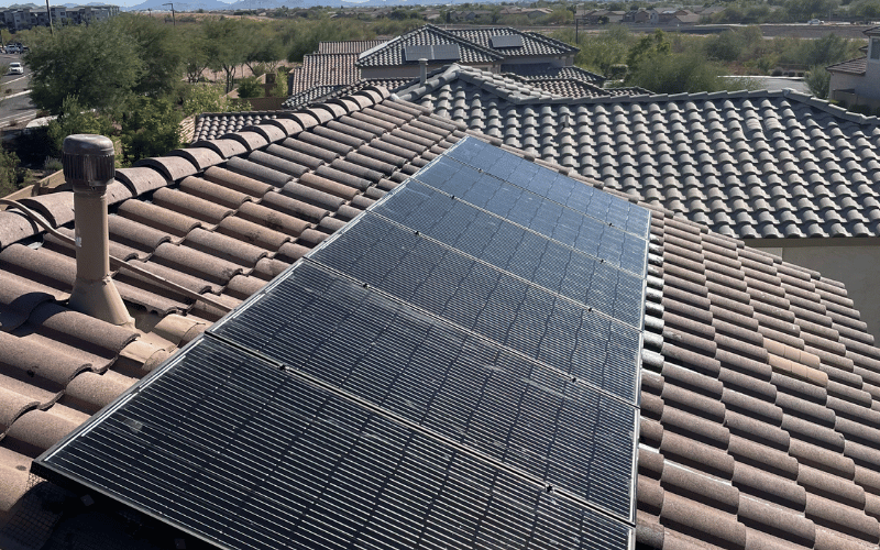 clean solar panels under sunshine