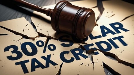 gavel crushing the words _30% Solar Tax Credit_